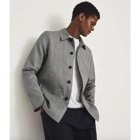 Reiss Rodin Linen Wool Casual Worker Chore Jacket Medium - Picture 1 of 10